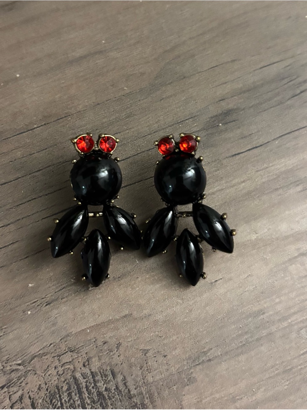 Red Ruby & Black Glass Drop Earrings